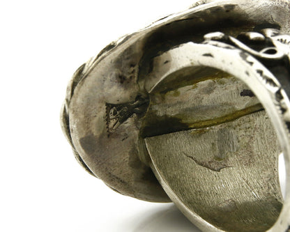 Navajo Ring .925 SOLID Silver Kingman Turquoise Signed Ralph Pemberton C.1975