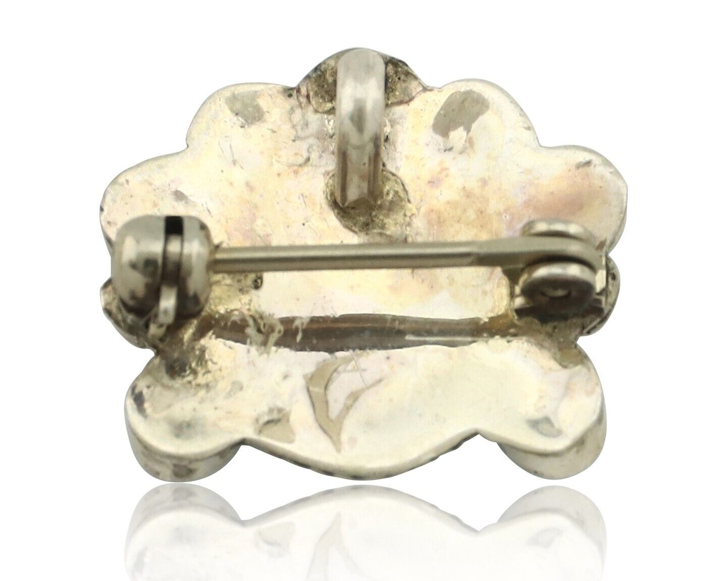 Zuni Pin Pendant .925 Silver Natural Gemstone Native American Artist C.80's