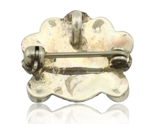 Zuni Pin Pendant .925 Silver Natural Gemstone Native American Artist C.80's