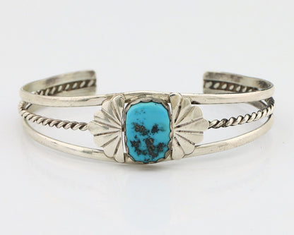 Navajo Bracelet 925 Silver Sleeping Beauty Turquoise Artist Signed LT CHEE C80s