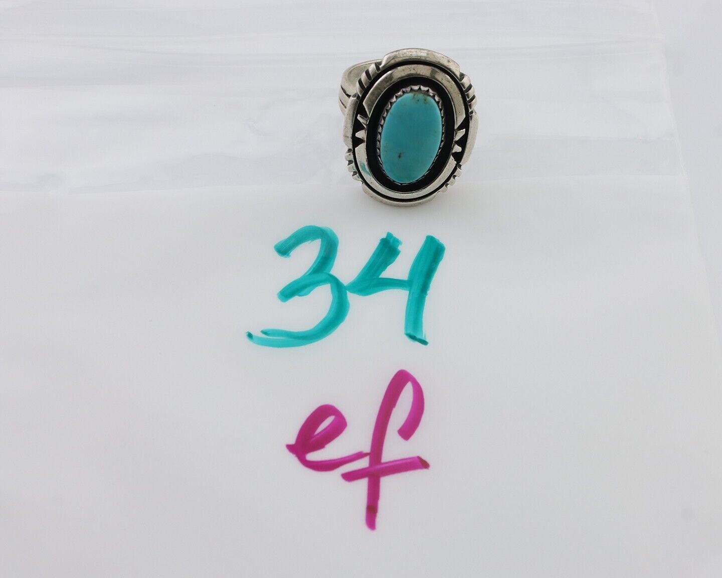 Navajo Ring 925 Silver Turquoise Signed William Denetdale Size 6.25 C.80's