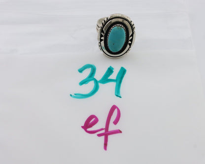 Navajo Ring 925 Silver Turquoise Signed William Denetdale Size 6.25 C.80's