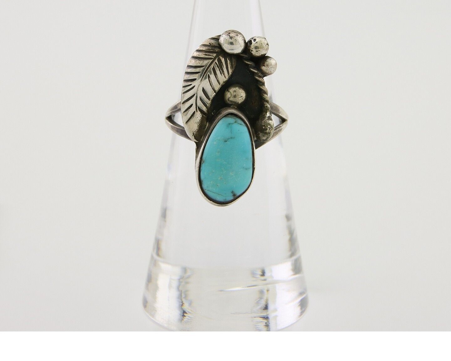 Navajo Handmade Ring 925 Silver Turquoise Signed LS C.80's