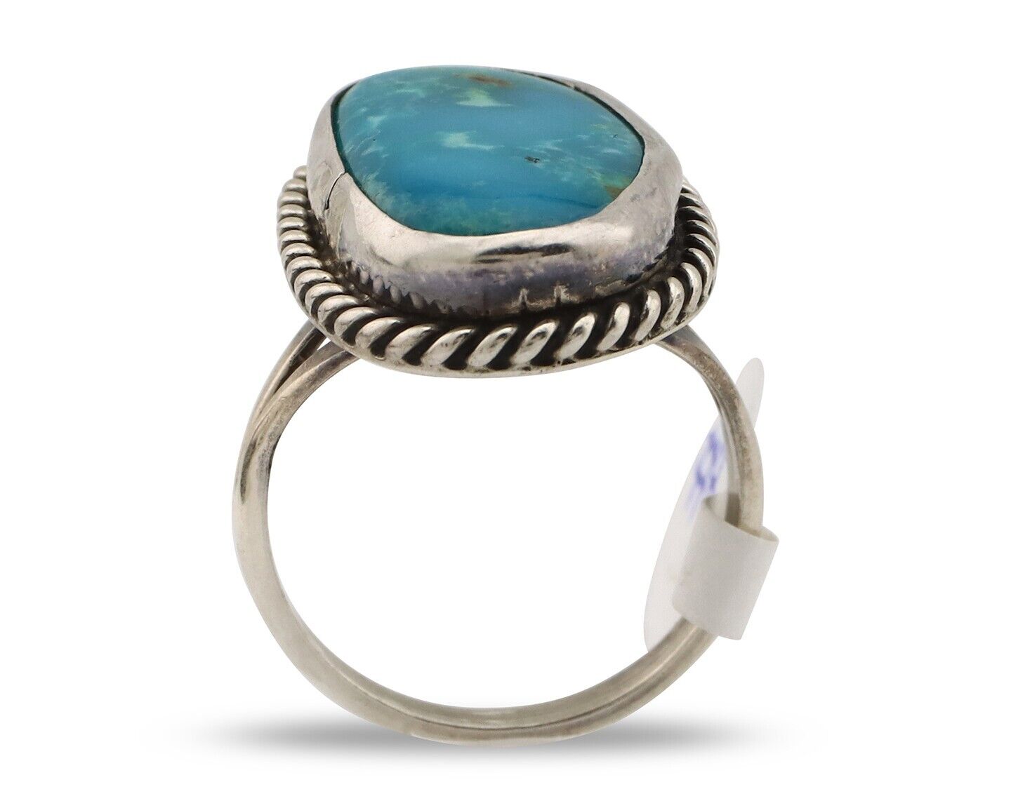 Navajo Ring 925 Silver Blue Gem Turquoise Native American Artist C.80's