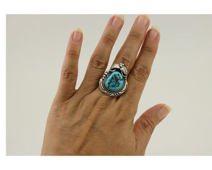 Navajo Ring 925 Silver Natural Blue Turquoise Native American Artist C.80's