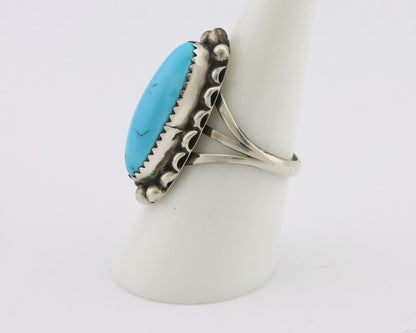 Navajo Ring .925 Silver Sleeping Beauty Turquoise Signed SkyStone Creations C80s
