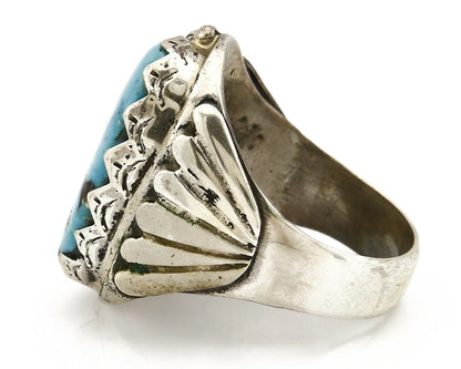 Navajo Ring .925 SOLID Silver Kingman Turquoise Signed Artist Montoya C.80's