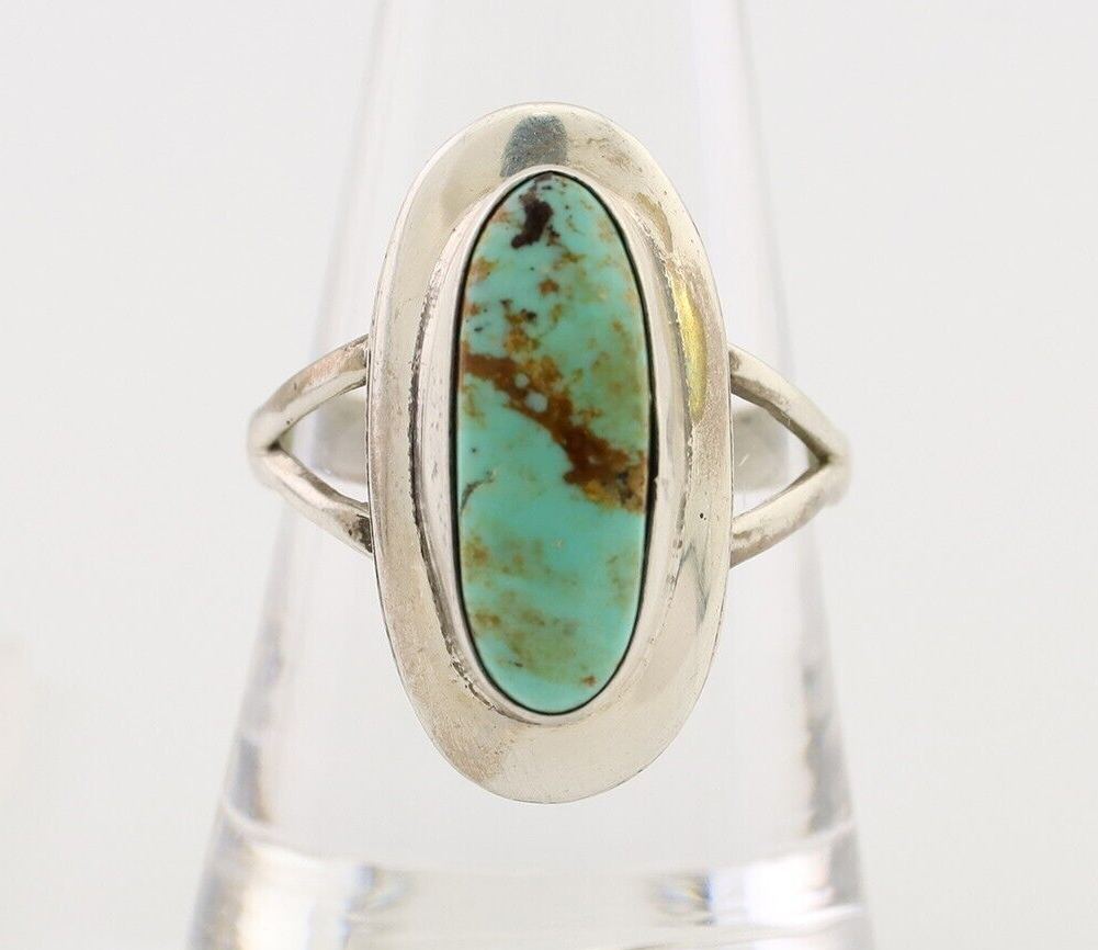 Navajo Handmade Ring 925 Silver Blue Turquoise Artist Signed Kachina C.80's