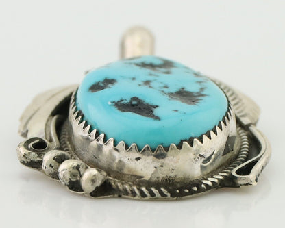 Navajo Pendant 925 Silver Sleeping B Turquoise Signed Justin Morris C.80's