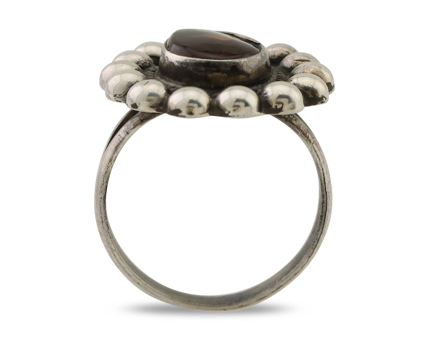 Navajo Handmade Ring 925 Silver Natural Fire Opal Native Artist Size 6.75 C.80's