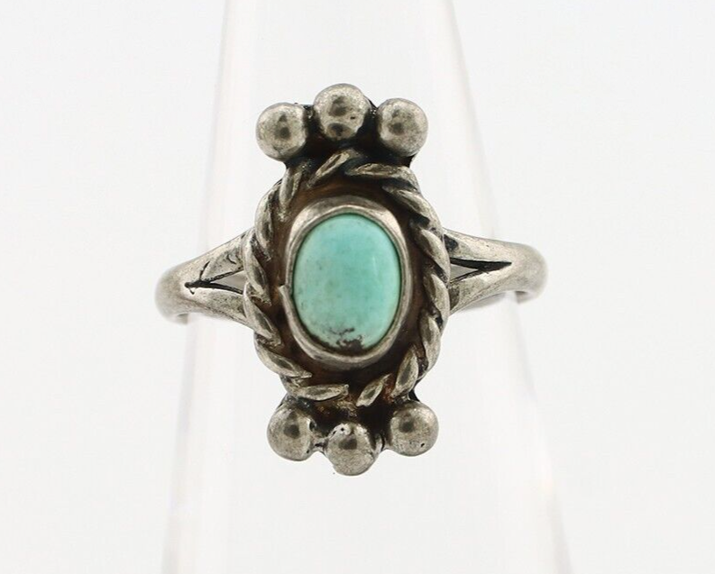 Navajo Ring 925 Silver Natural Blue Turquoise Native American Artist C.1980's
