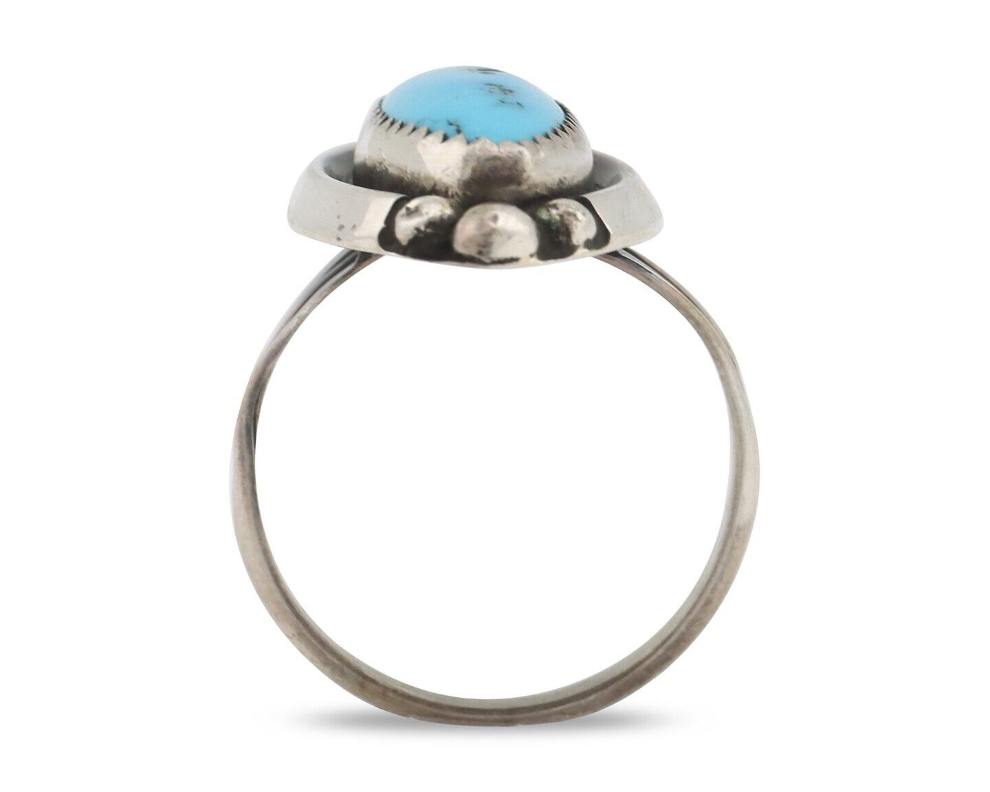 Navajo Ring .925 Silver Sleeping Beauty Turquoise Signed SkyStone Creations C80s