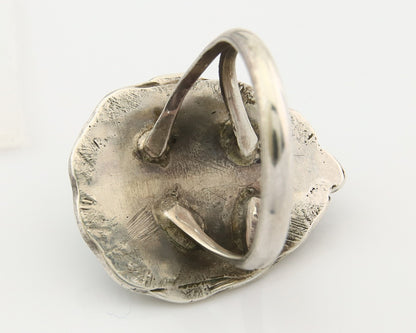 Navajo Ring 925 Sterling Natural Mined Blue Nugget Turquoise C.80's Size 6.5