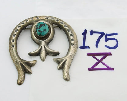 Navajo Handmade Pin Sterling Silver Turquoise Vintage Tobe Turpen Pawn