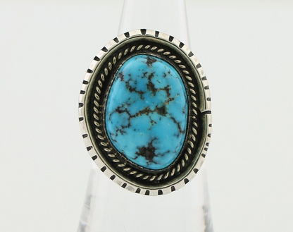 Navajo Ring 925 Silver Sleeping Beauty Turquoise Signed SC C.80's