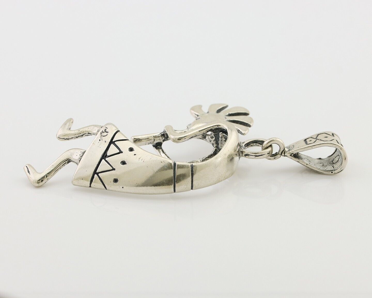 Navajo Kokopelli Pendant 925 Sterling Silver Artist Signed Masha C.80's