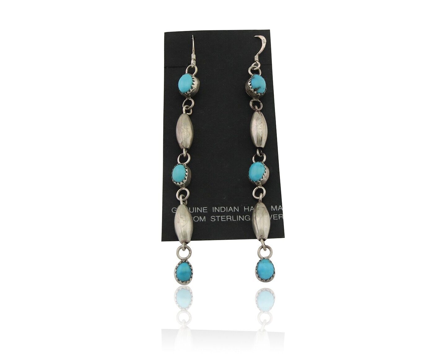 Navajo Earrings 925 Silver Blue Turquoise Native American Artist C.80's