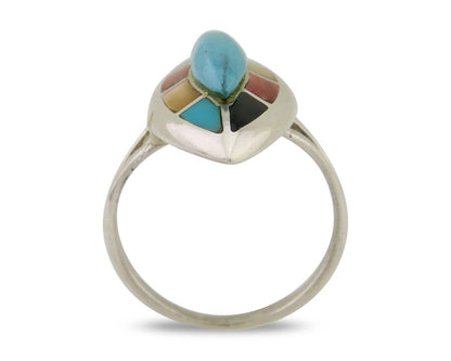 Navajo Ring 925 Silver Turquoise Shell Onyx Spiney Oyster Native Artist C80's
