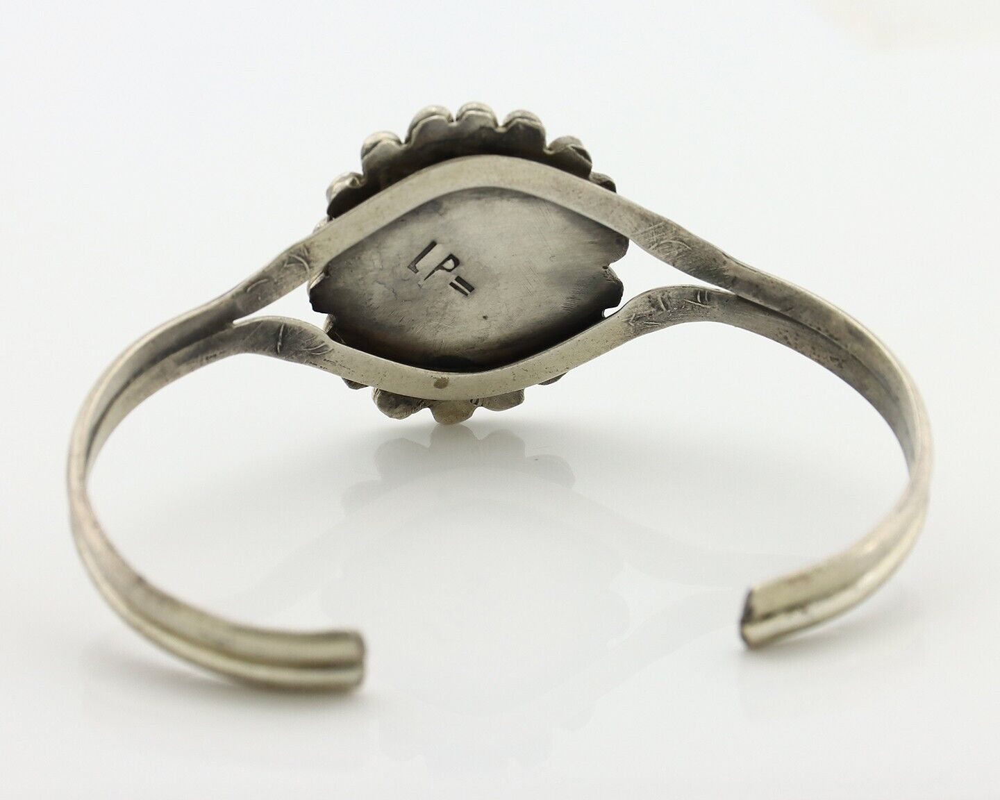 Navajo Bracelet 925 Silver Mine 8 Turquoise Artist Signed L Platero C.80's