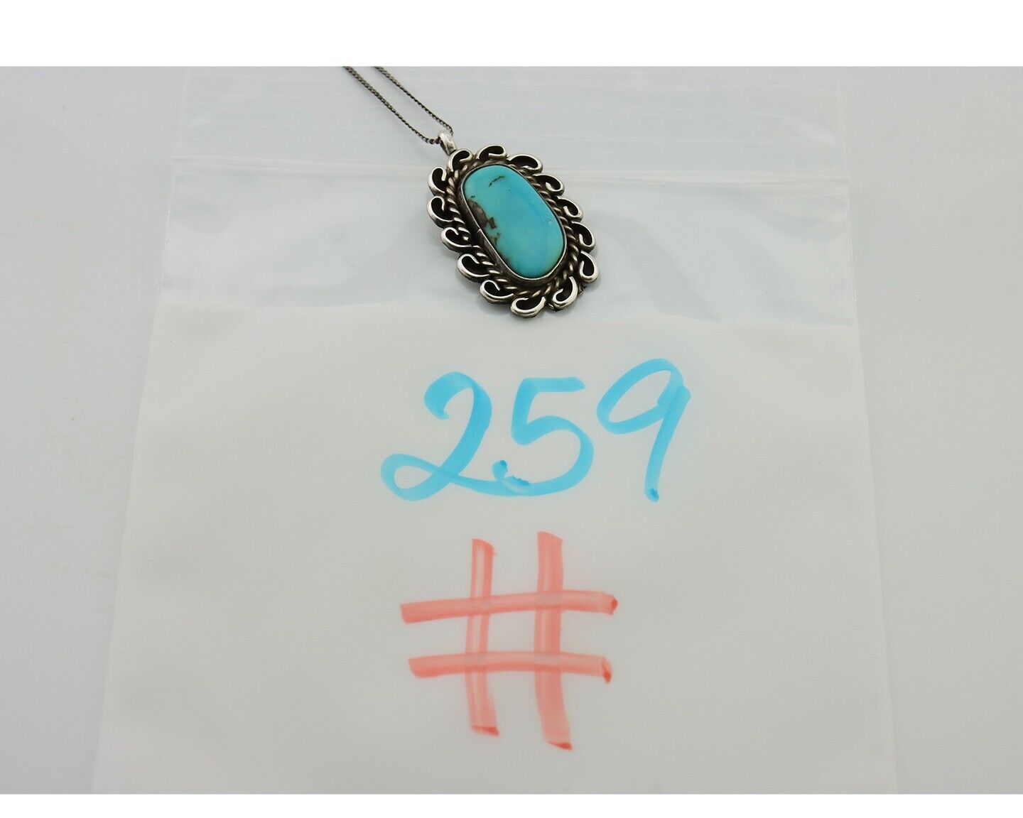 Navajo Pendant 925 Silver Natural Turquoise Signed James Henderson C.90s