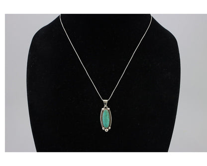 Navajo Necklace 925 Silver Natural Mined Turquoise Artist Signed Sun C.80's