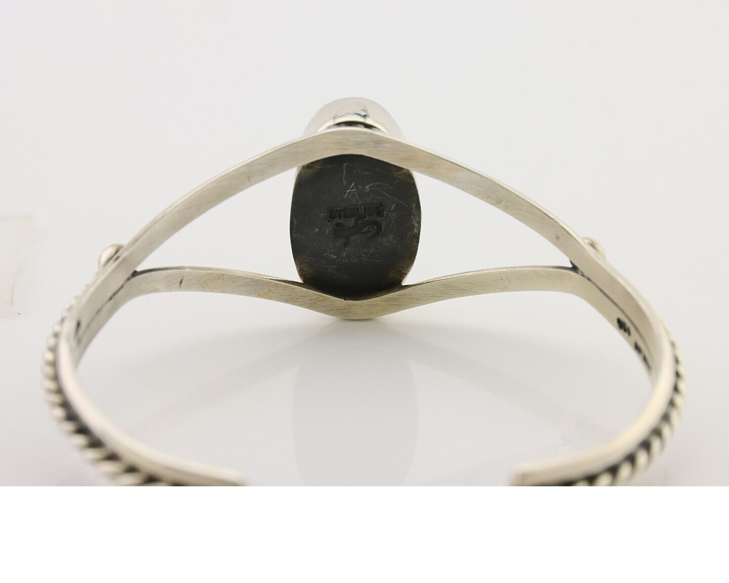 Navajo Cuff Bracelet 925 Silver Natural Blue Turquoise Artist Signed Gecko C.80s