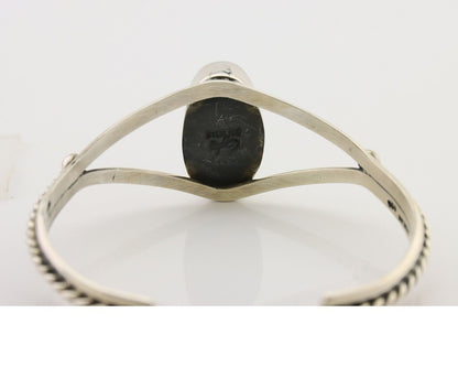 Navajo Cuff Bracelet 925 Silver Natural Blue Turquoise Artist Signed Gecko C.80s