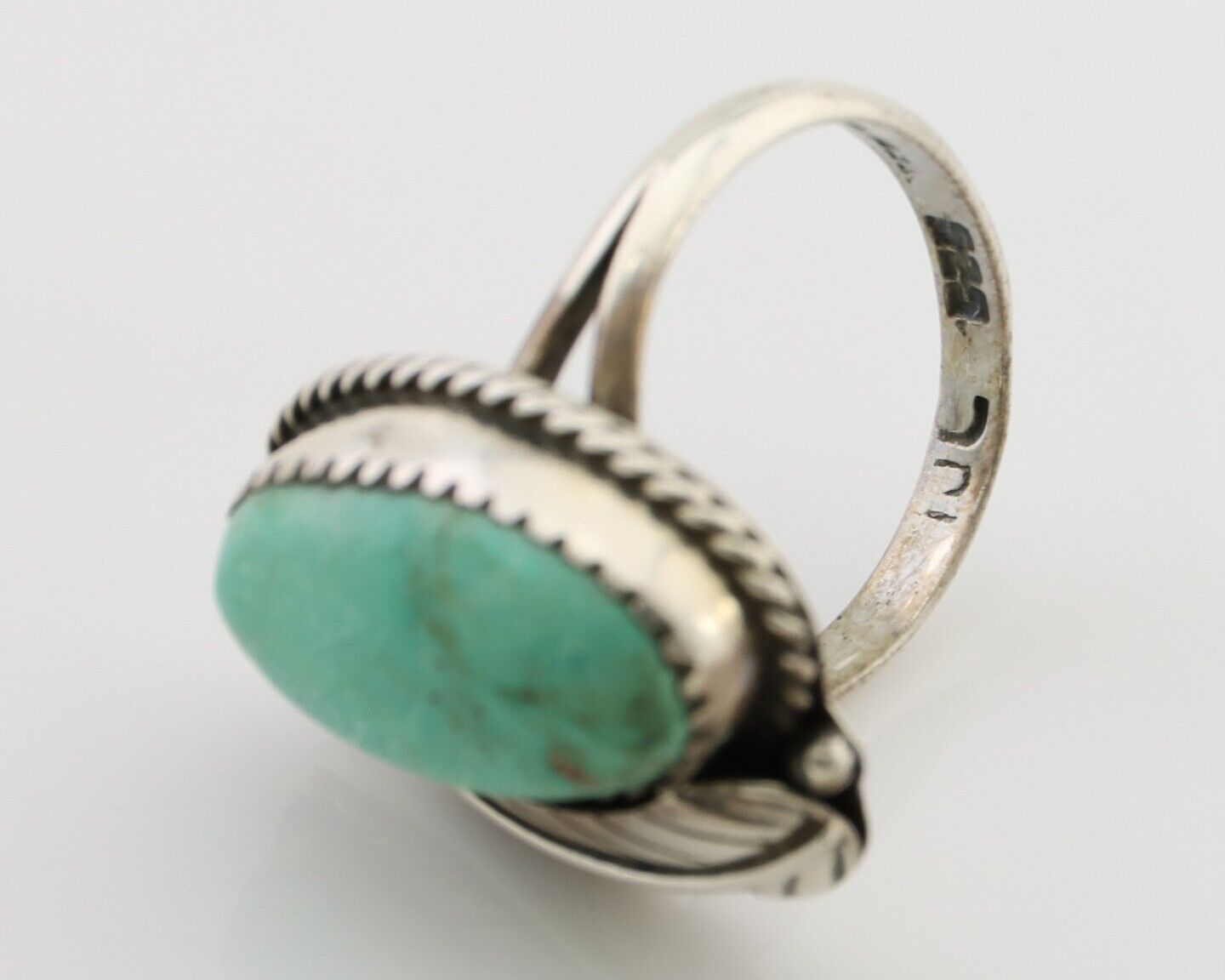 Navajo Handmade Ring 925 Silver Natural Turquoise Artist Signed IJC C.80's