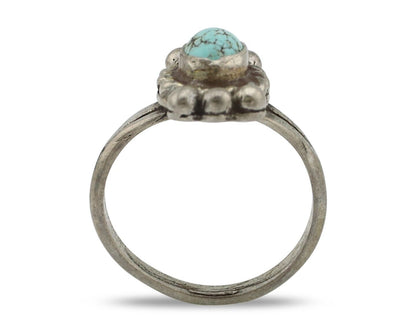 Navajo Ring 925 Silver Natural Blue Turquoise Native American Artist C.1980's