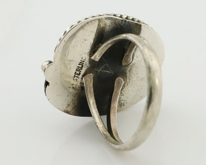 Navajo Ring 925 Silver Blue Kingman Turquoise Native American Artist C.80's