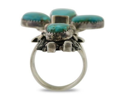 Navajo Kachina Ring 925 Silver Gem Turquoise Signed Broken Arrow C.80's