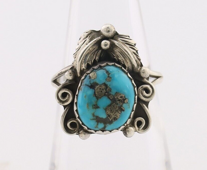 Navajo Ring 925 Silver Morenci Tuquoise Native American Artist C.80's