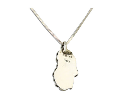 Navajo Necklace 925 Silver Spiderweb Turquoise Artist Signed SC C80s