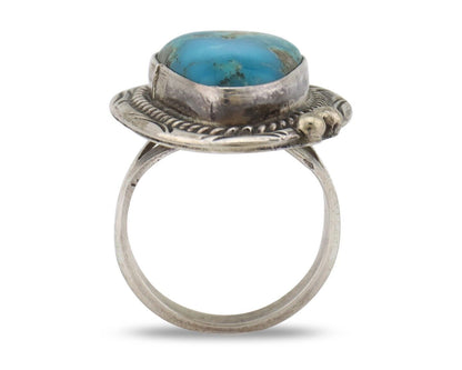 Navajo Ring 925 Silver Natural Blue Turquoise Native American Artist C.80's