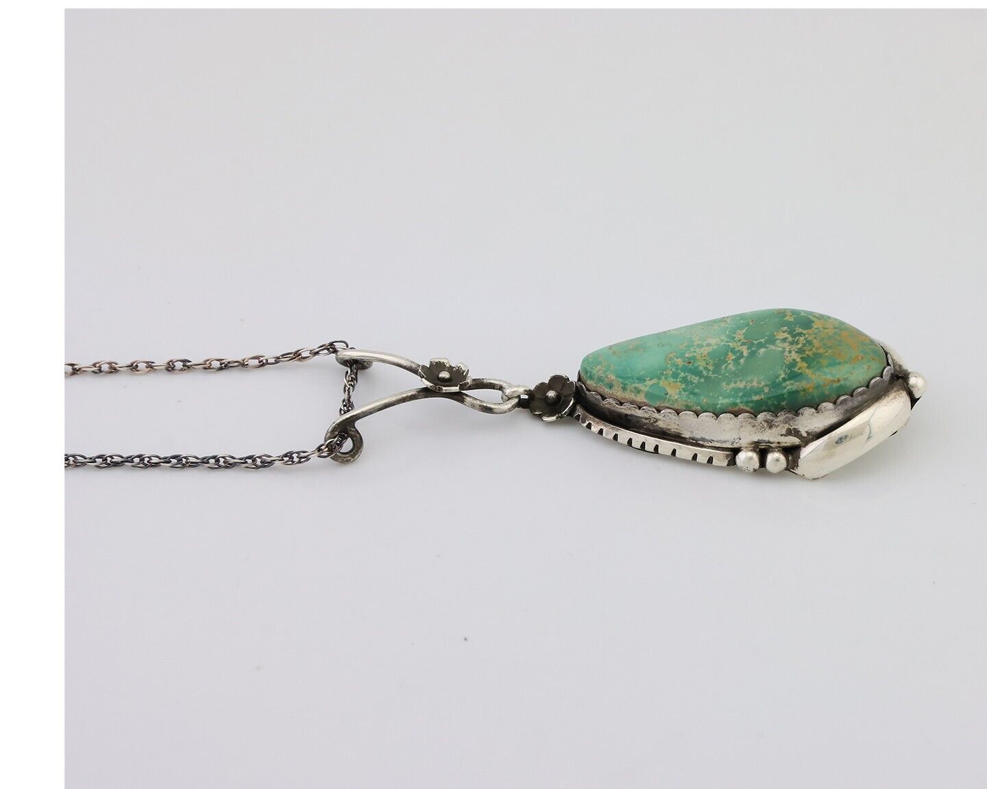 Navajo Pendant 925 Silver Royston Turquoise Signed Jennifer Begay C.90s