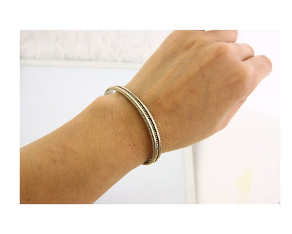 Navajo Bracelet 925 Silver & 12K Gold Cuff Artist Signed TAHE C.80's