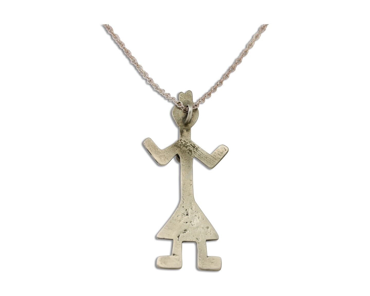 Navajo Turquoise Necklace 925 Silver Sand Cast Dancer C.80's