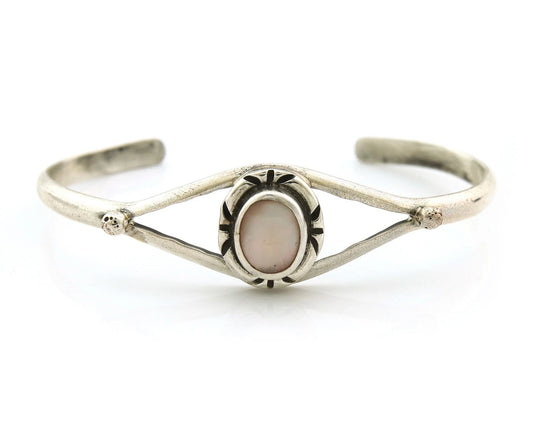 Navajo Cuff Bracelet Sterling Silver Authentic Pink Muscle Native Artist