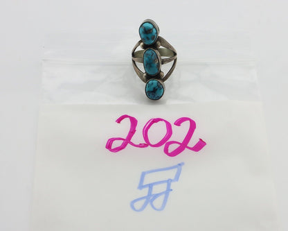 Navajo Ring 925 Silver Natural Blue Turquoise Native American Artist C.80's