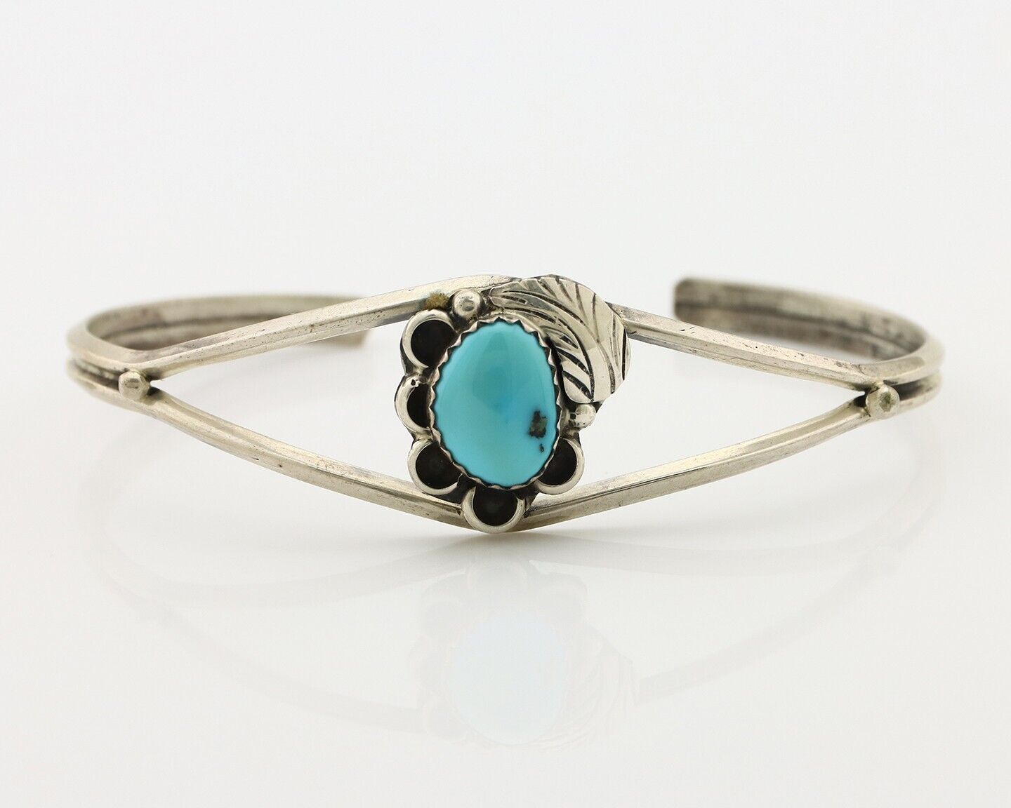 Navajo Handmade Bracelet 925 Silver Natural Blue Turquoise Native American C80s