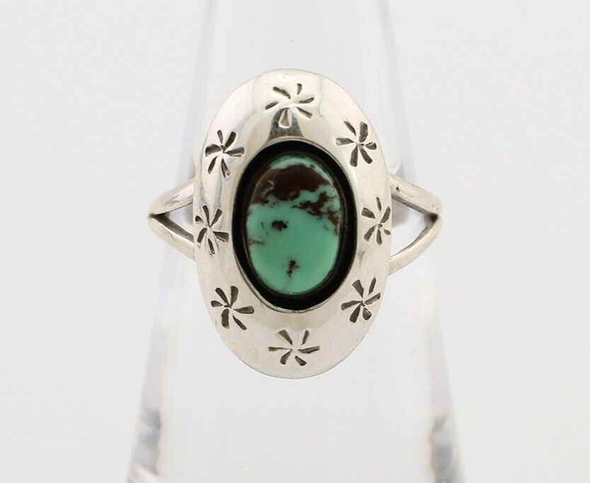 Navajo Ring 925 Silver Kingman Turquoise Native American Artist C.80's