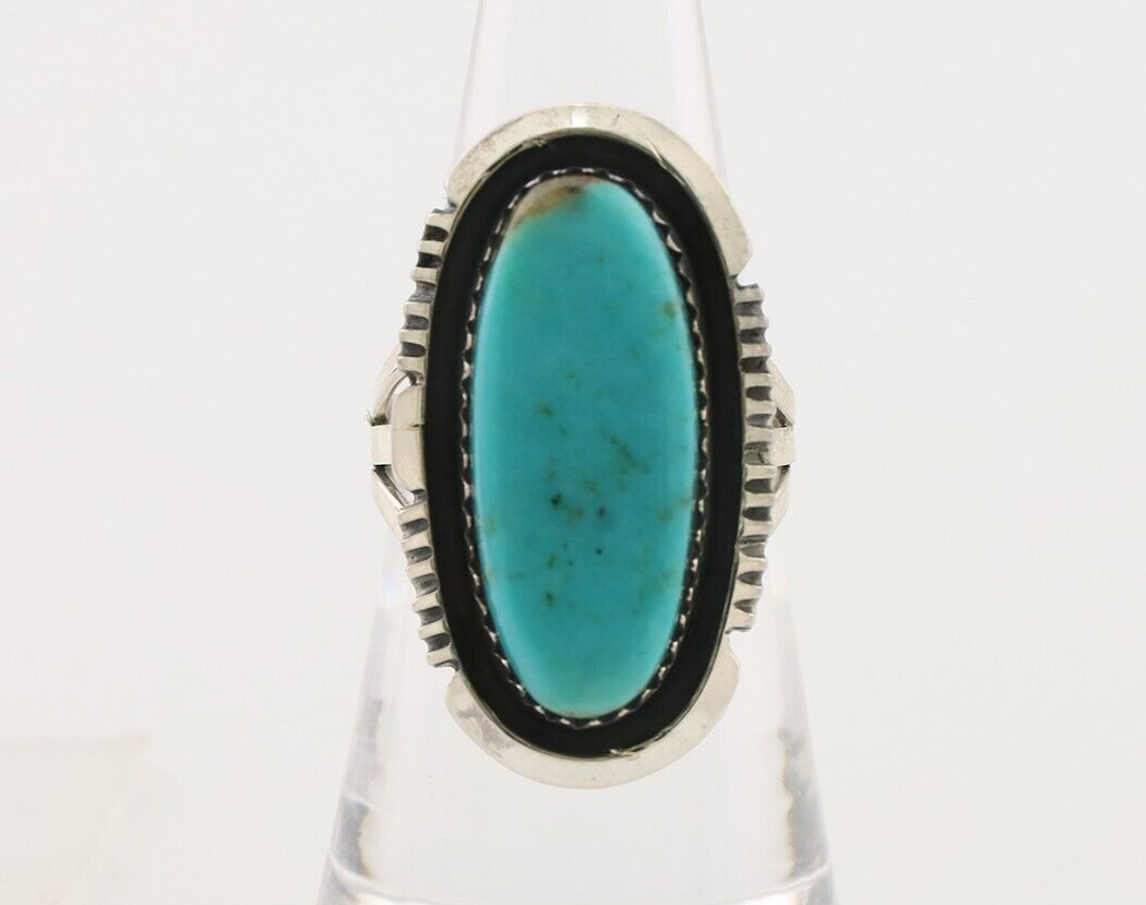 Navajo Ring 925 Silver Blue Turquoise Artist Signed William Denetdale C.80's