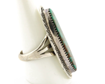 Navajo Ring 925 Silver Natural Mined Spiderweb Turquoise Artist Signed USA C.80s
