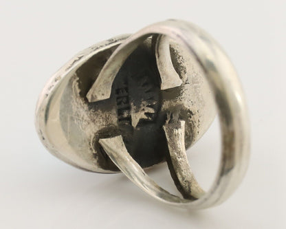 Navajo Ring 925 Silver Sleeping Beauty Turquoise Artist Signed SC C.80's