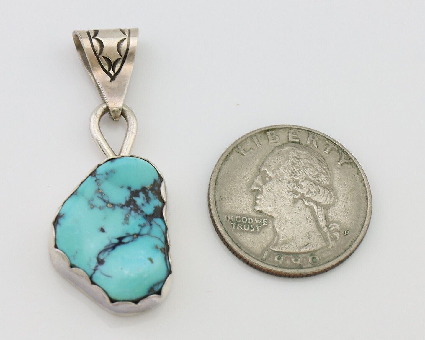 Navajo Necklace Pendant 925 Silver Turquoise Artist Tony Guerro C.80's