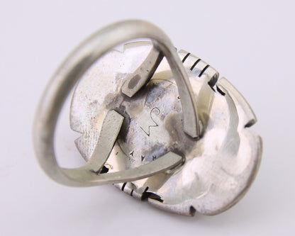 Navajo Ring 925 Silver Spiderweb Turquoise Signed Jon McCray C.80's