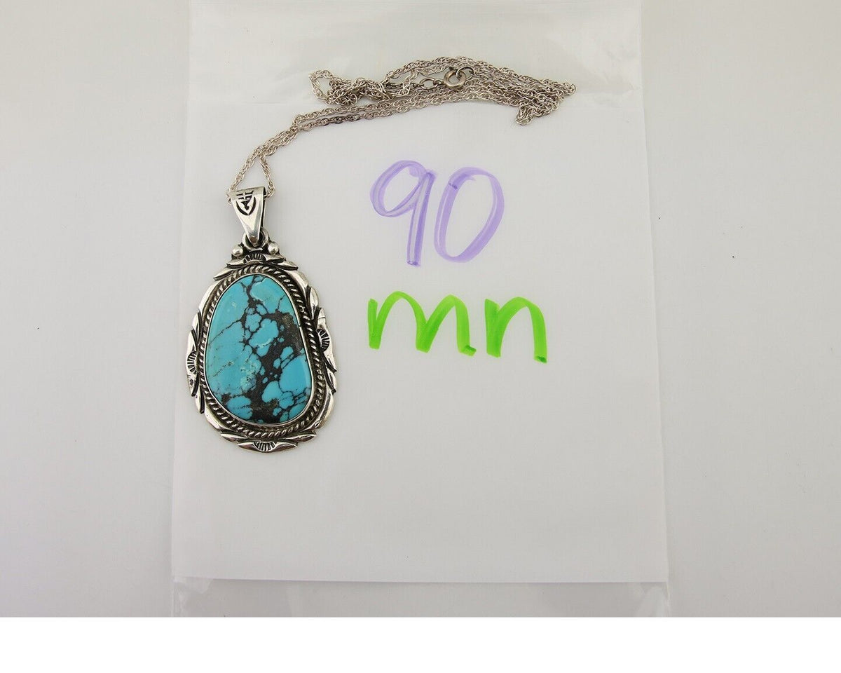 Navajo Necklace 925 Silver Natural Turquoise Artist M Montoya C.80's