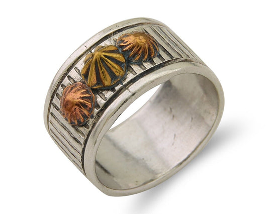 Navajo Handmade Ring 925 Silver & Gold Signed Kee Nataani C.80's