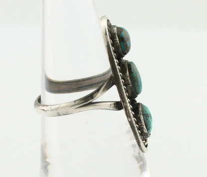 Navajo Ring 925 Silver Natural Blue Turquoise Native American Artist C.80's