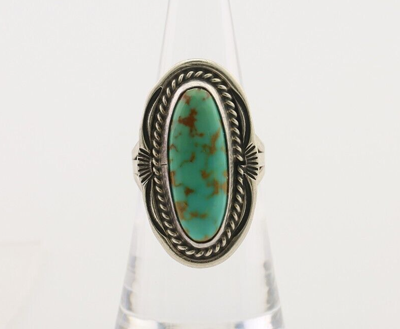 Navajo Ring 925 Silver Blue Turquoise Native Artist Signed M Begay C.80's